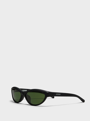 Jacquemus Eyewear - Curvo Sunglasses in Matt Black, Silver and Green