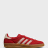 Adidas - Women's Gazelle Indoor Sneakers in Better Scarlet, Wonder White and Gum
