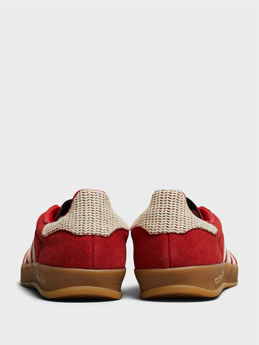 Adidas - Women's Gazelle Indoor Sneakers in Better Scarlet, Wonder White and Gum