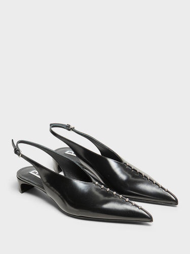 Jil Sander - Slingback Spazzolato in Shiny Black