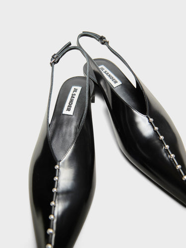 Jil Sander - Slingback Spazzolato in Shiny Black