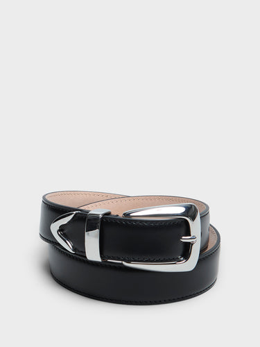 Khaite - Benny Belt With Silver Buckle in Black