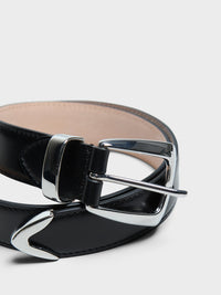 Khaite - Benny Belt With Silver Buckle in Black