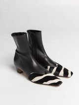 Khaite - Nevada Ankle Stretch Boot in Black and White