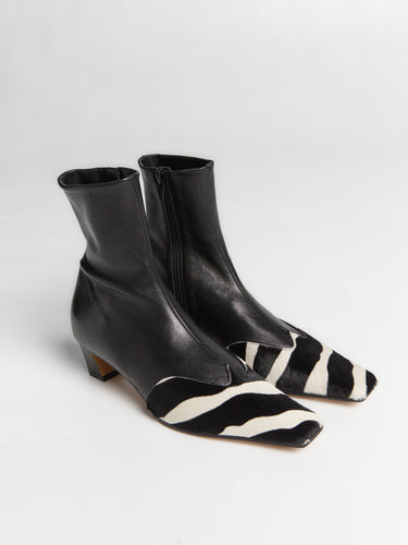 Khaite - Nevada Ankle Stretch Boot in Black and White