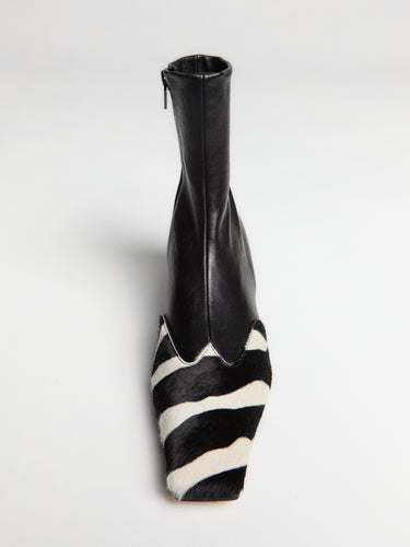 Khaite - Nevada Ankle Stretch Boot in Black and White