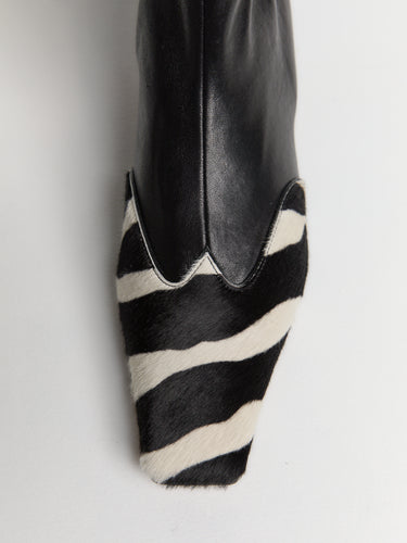 Khaite - Nevada Ankle Stretch Boot in Black and White