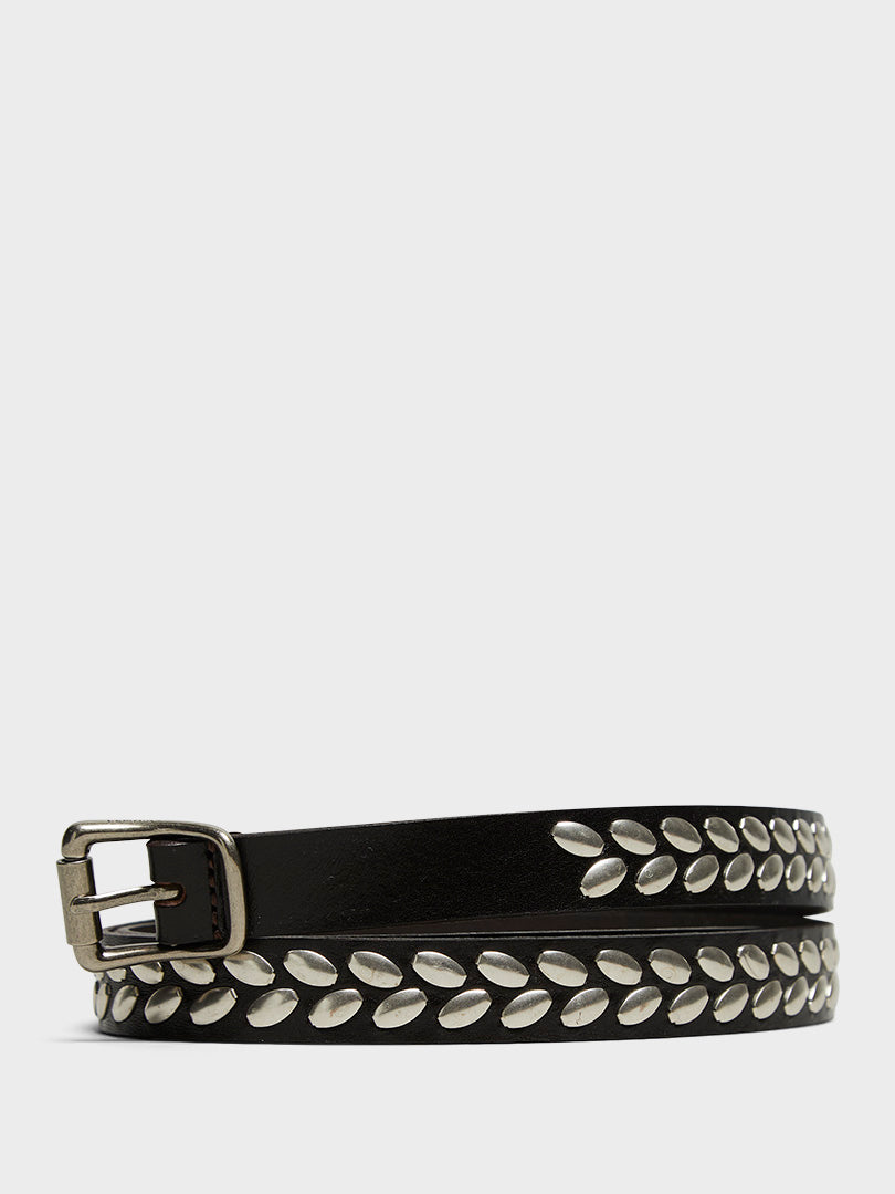 Almond Stud Belt i Mørkebrun