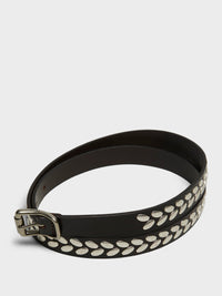 Lemaire - Almond Stud Belt in Dark Brown