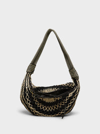 Lemaire - Fortune Croissant Filt Bag in Chevron Light Beige and Black