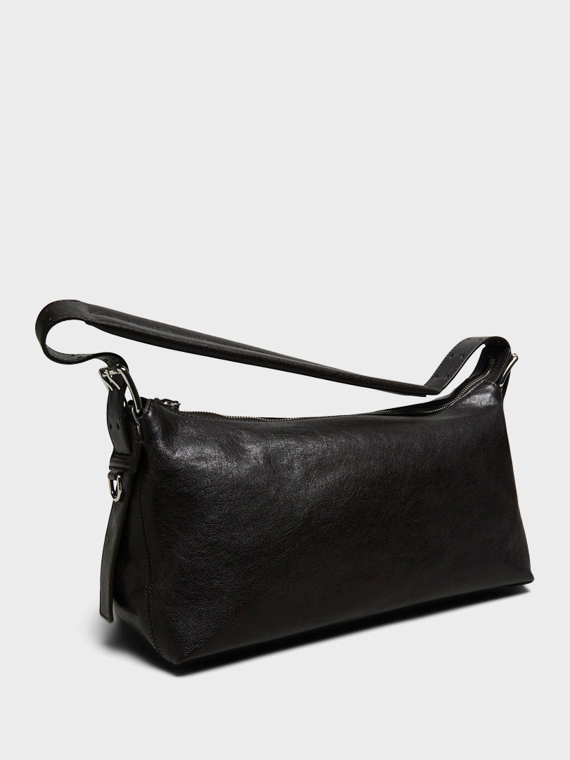 Belted Baguette Bag i Dark Chocolate