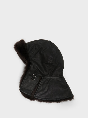 Lemaire - Reversible Shearling Chapka in Onyx