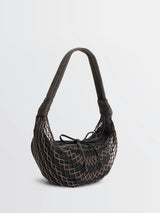 Lemaire - Fortune Croissant Filt Bag in Chevron Marron Glacé and Black
