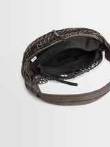 Lemaire - Fortune Croissant Filt Bag in Chevron Marron Glacé and Black