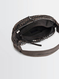 Lemaire - Fortune Croissant Filt Bag in Chevron Marron Glacé and Black