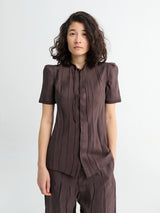 Lemaire - Creased Fitted Shirt in Glossy Brown