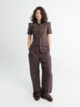 Lemaire - Creased Fitted Shirt in Glossy Brown