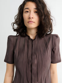 Lemaire - Creased Fitted Shirt in Glossy Brown