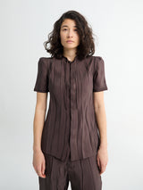 Lemaire - Creased Fitted Shirt in Glossy Brown