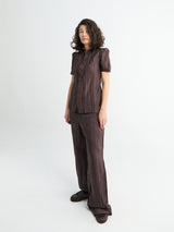 Lemaire - Creased Fitted Shirt in Glossy Brown