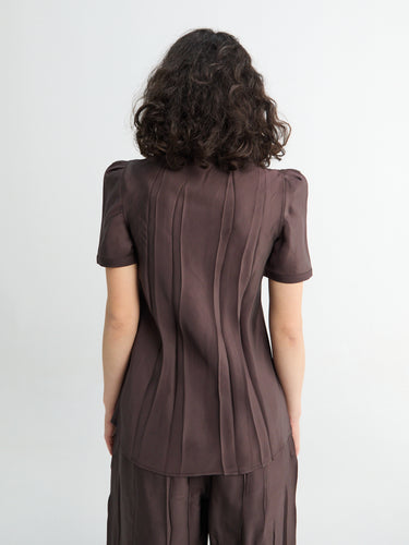 Lemaire - Creased Fitted Shirt in Glossy Brown
