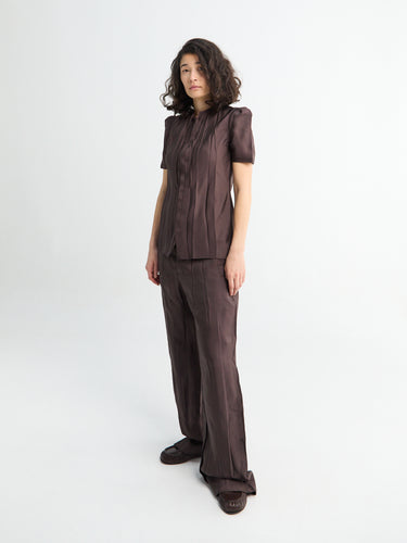 Lemaire - Creased Soft Pants in Glossy brown