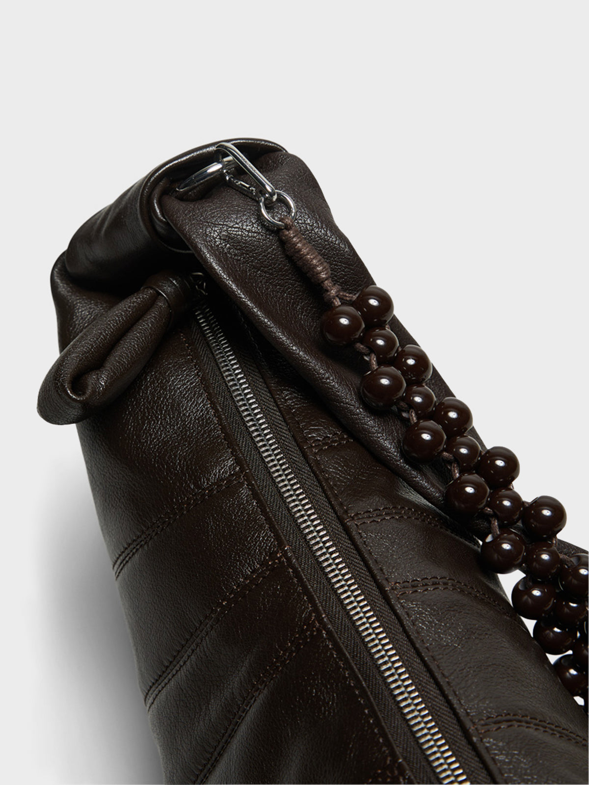 Lemaire - Pearls Medium Croissant Bag in Dark Chocolate