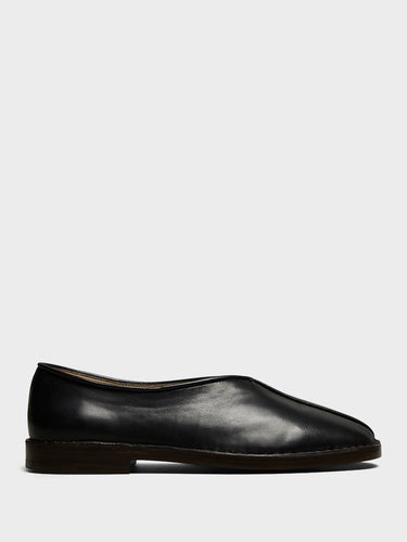 Lemaire - Flat Piped Slippers in Black and Dark Chocolate