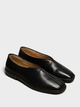 Lemaire - Flat Piped Slippers in Black and Dark Chocolate