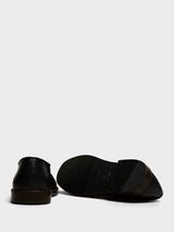 Lemaire - Flat Piped Slippers in Black and Dark Chocolate