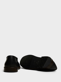 Lemaire - Flat Piped Slippers in Black and Dark Chocolate