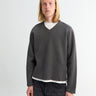Lady White Co. - Cropped V-Neck Sweater in Pewter