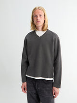 Lady White Co. - Cropped V-Neck Sweater in Pewter