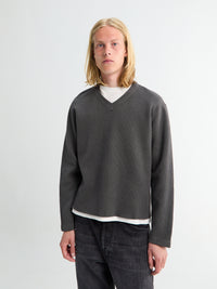 Lady White Co. - Cropped V-Neck Sweater in Pewter