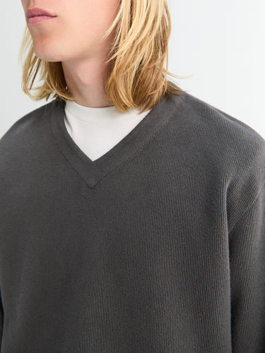 Lady White Co. - Cropped V-Neck Sweater in Pewter