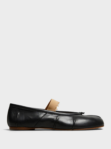 Maison Margiela - Tabi Flat Elastic Band Ballerina in Black and Nude
