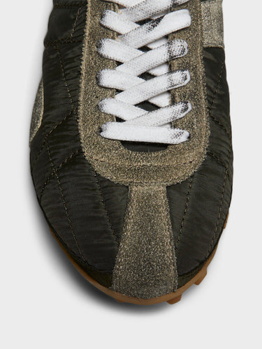 Maison Margiela - Sprinters Low Top Sneakers in Dark Green, White and Grey