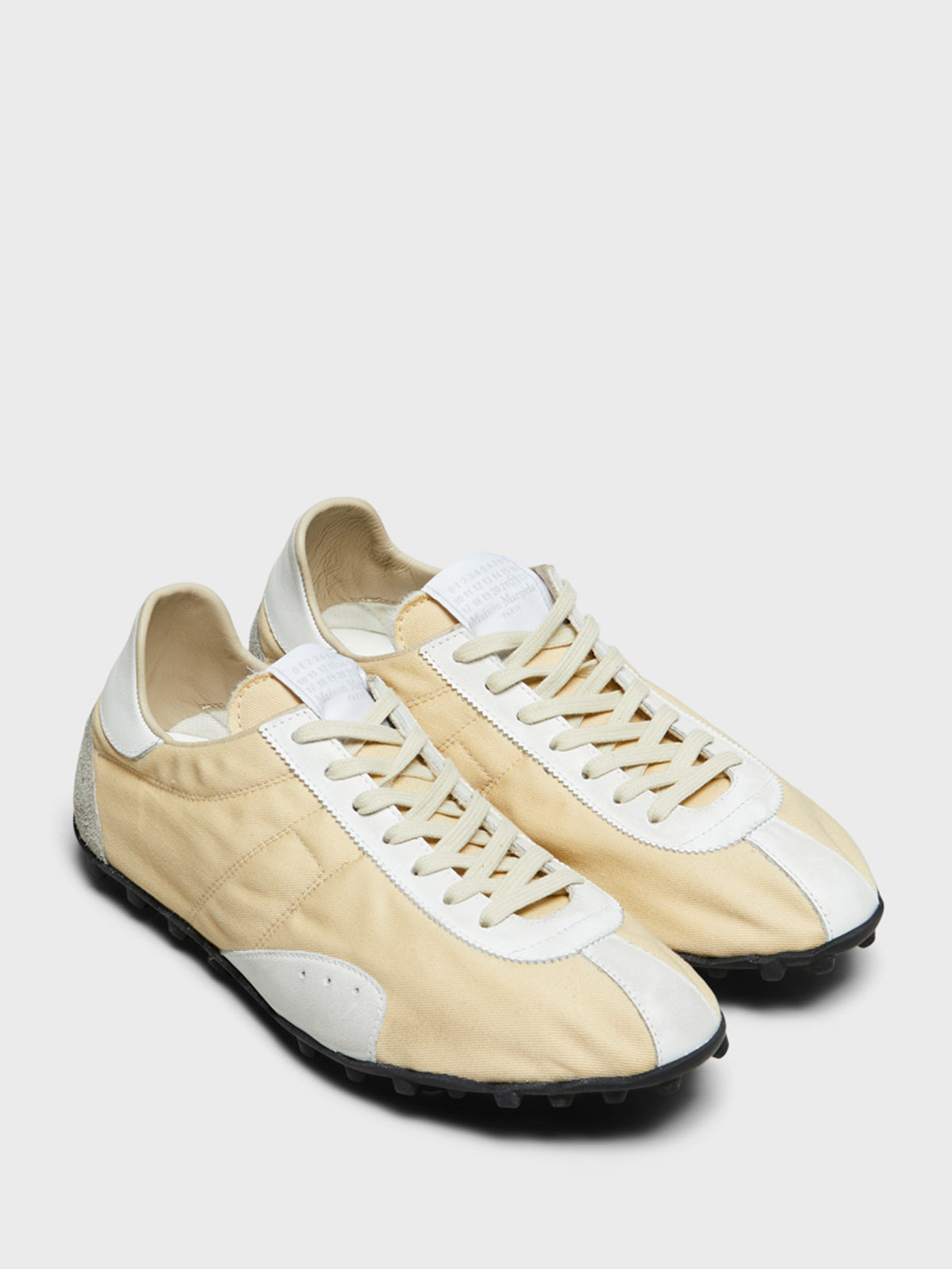 Maison Margiela - Sprinters Low Top Sneakers in Yellow Pale, White and Antique White