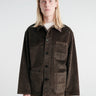 Meta Campania Collective - Bill Unlined Exaggerated Wale Cotton Corduroy Workwear Jacket in Dark Chocolate Brown