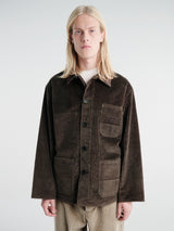 Meta Campania Collective - Bill Unlined Exaggerated Wale Cotton Corduroy Workwear Jacket in Dark Chocolate Brown