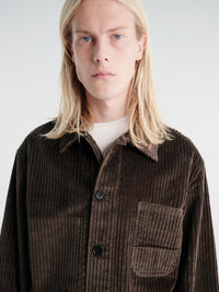 Meta Campania Collective - Bill Unlined Exaggerated Wale Cotton Corduroy Workwear Jacket in Brown
