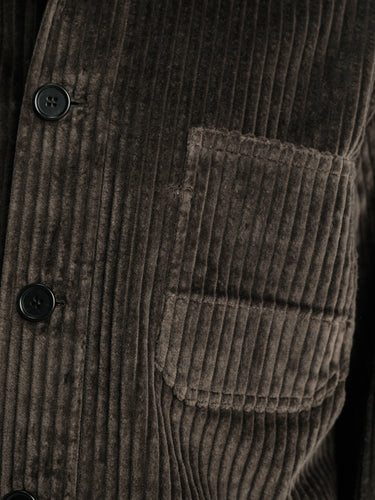 Meta Campania Collective - Bill Unlined Exaggerated Wale Cotton Corduroy Workwear Jacket in Brown