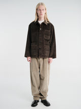 Meta Campania Collective - Bill Unlined Exaggerated Wale Cotton Corduroy Workwear Jacket in Dark Chocolate Brown