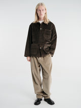 Meta Campania Collective - Bill Unlined Exaggerated Wale Cotton Corduroy Workwear Jacket in Brown