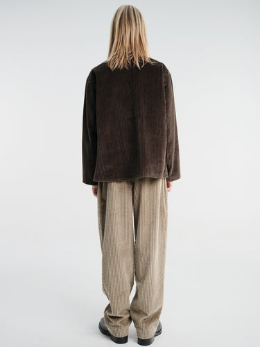 Meta Campania Collective - Bill Unlined Exaggerated Wale Cotton Corduroy Workwear Jacket in Brown