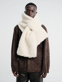 Meta Campania Collective - Solene Shearling Shawl in Natural White-Italian Lamb Shirling