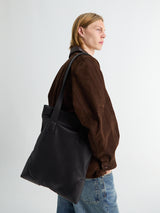 Meta Campania Collective - Frame Leather Tote Bag in Black Italian Calf Leather