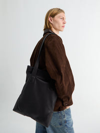 Meta Campania Collective - Frame Leather Tote Bag in Black Italian Calf Leather
