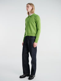 Meta Campania Collective - Jed Longsleeve Polo Shirt in Grass Green-Italian Mercerized Merino