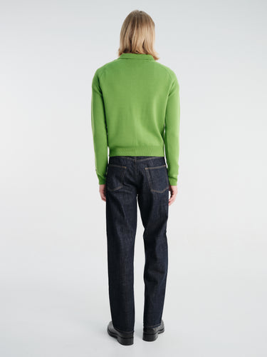 Meta Campania Collective - Jed Longsleeve Polo Shirt in Grass Green-Italian Mercerized Merino